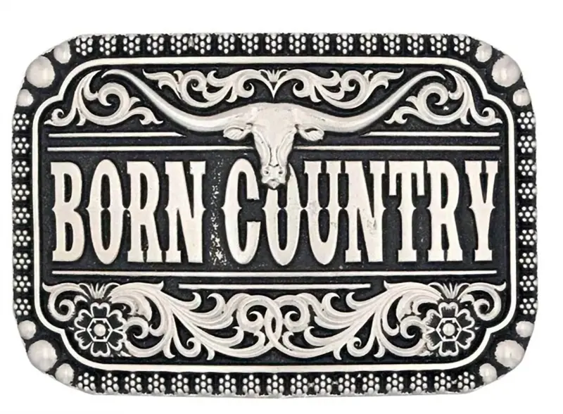 Born Country Attitude Buckle In Pewter 1
