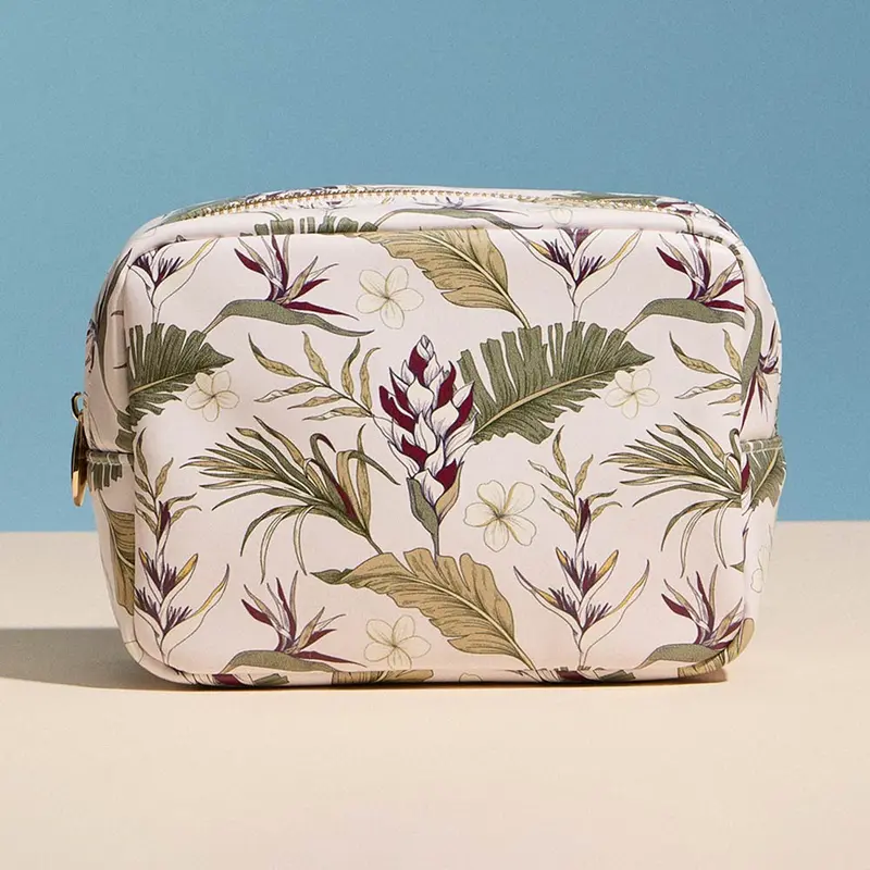 Botanical Floral Pattern Print Portable Cosmetic Pouch Bag 1