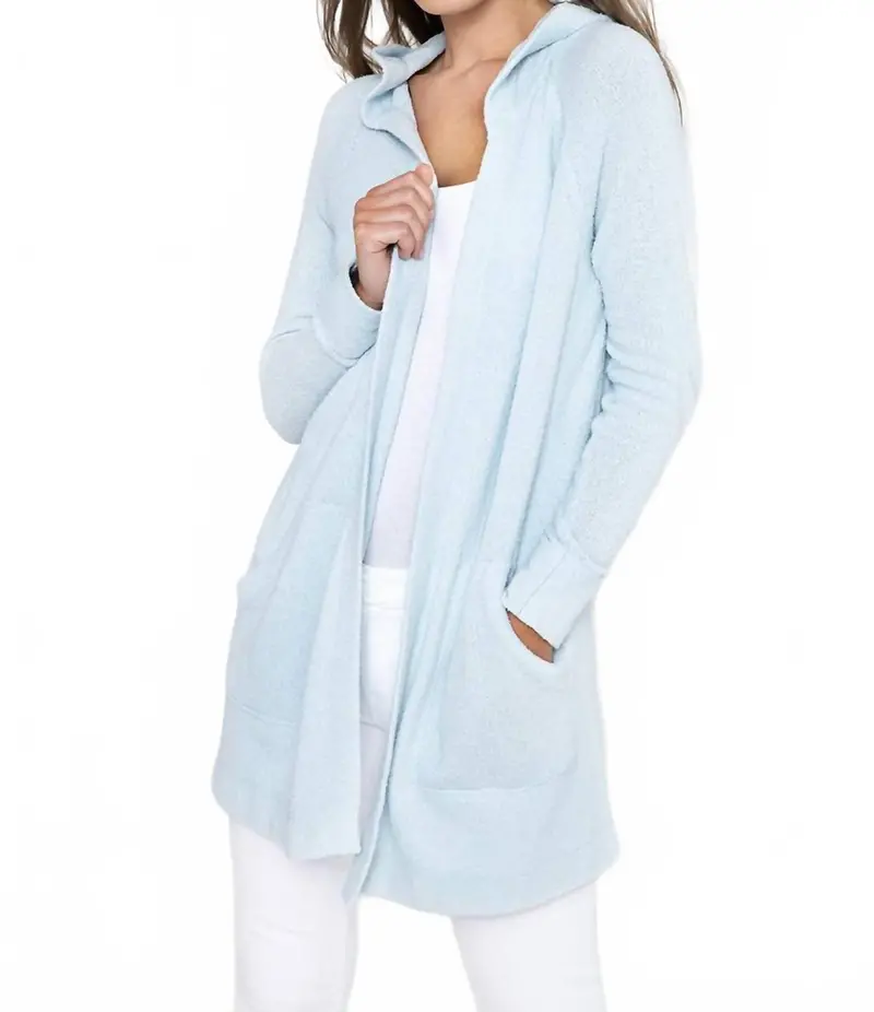 Bouclé Beach Hoodie In Surf 1