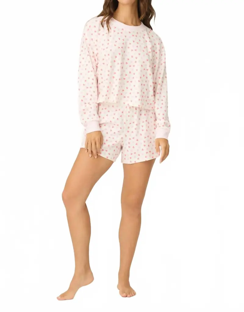 Boyfriend Boxer Heart To Heart Pj Short Set In Ivory 1