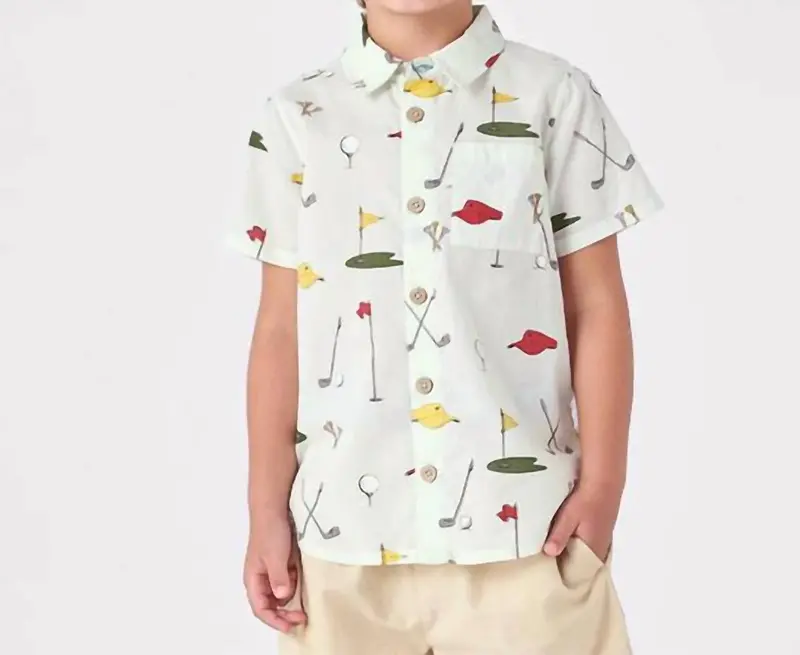 Boy's Golf Tournament Jack Short Sleeve Shirt In White 1