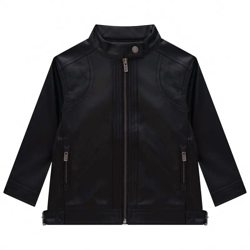 Boys' Leather Jacket In Black 1