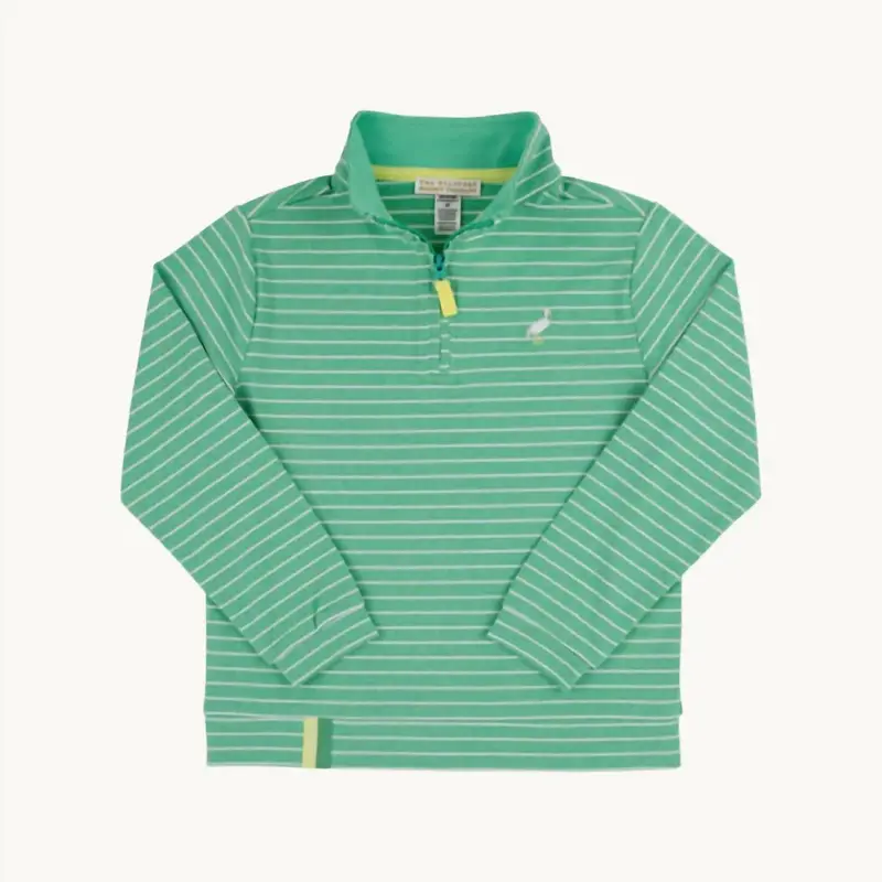 Boy's Prepletic Hayword Half Zip Sweatshirt In Gibson Island Green Stripe 1