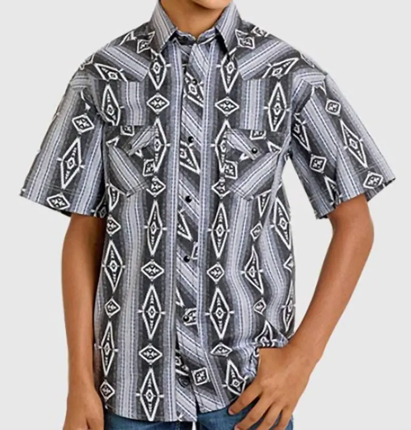 Boys Short Sleeve Top In Black 1