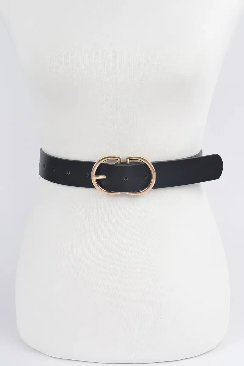 Braided Embossed Two Round Buckle Belt 1