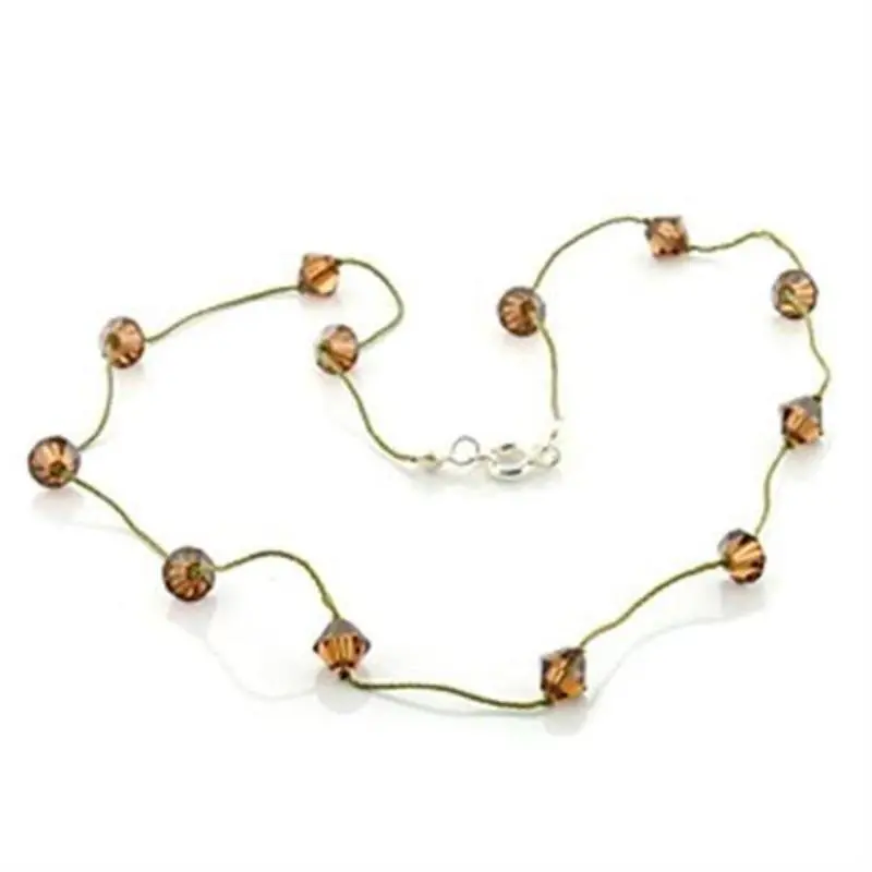 Brass Necklace With Top Grade Crystal In Smoky Topaz 1