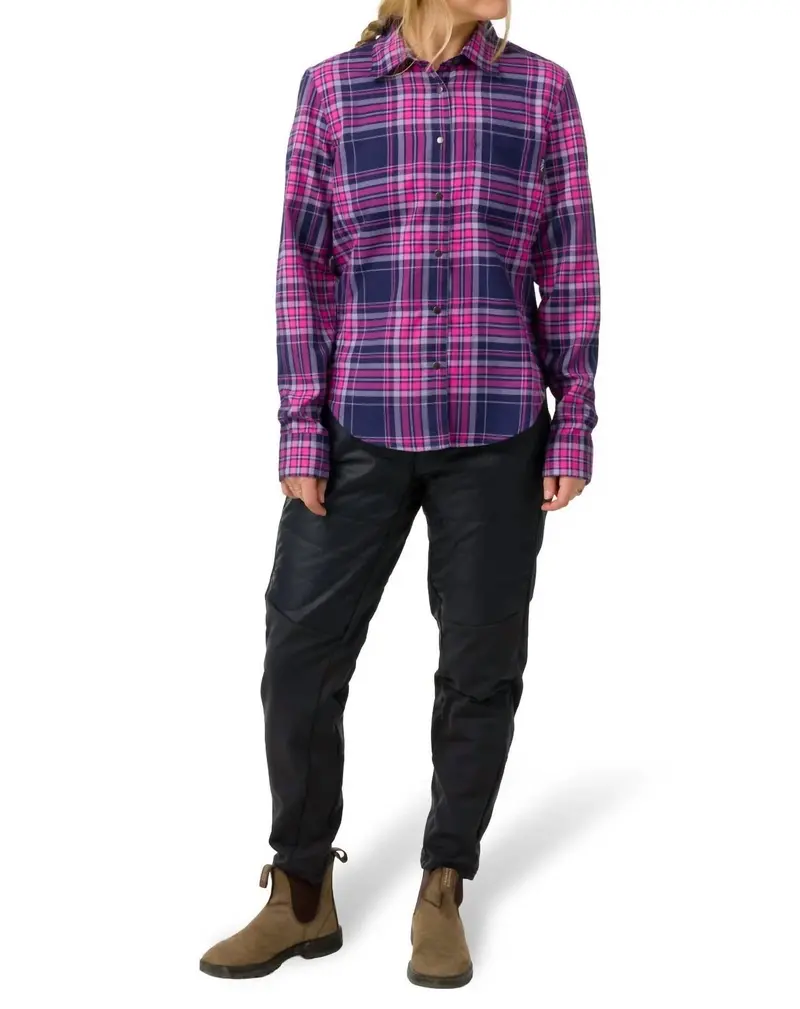 Brigitte Tech Flannel Shirt In Currant/Dragonfruit Plaid 1
