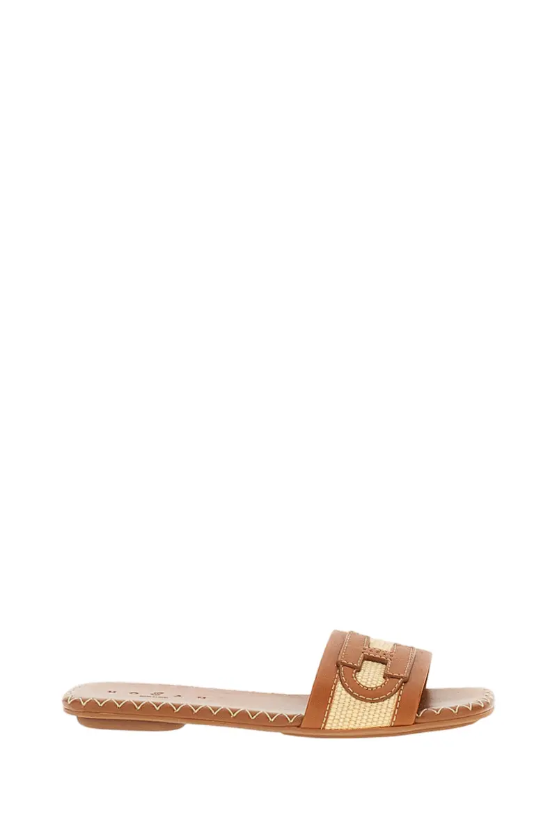 Brown H685 Flat Sandals 1