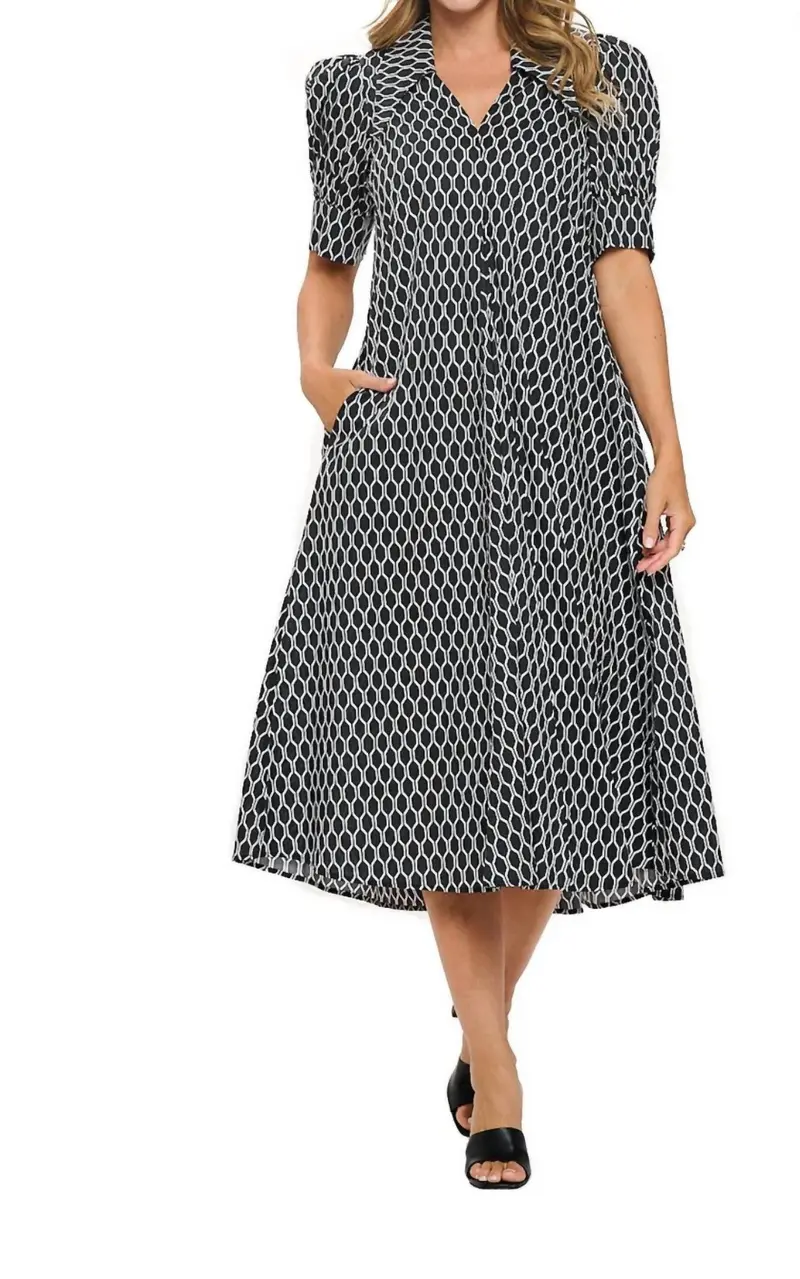 Bruan Midi Dress In Black 1