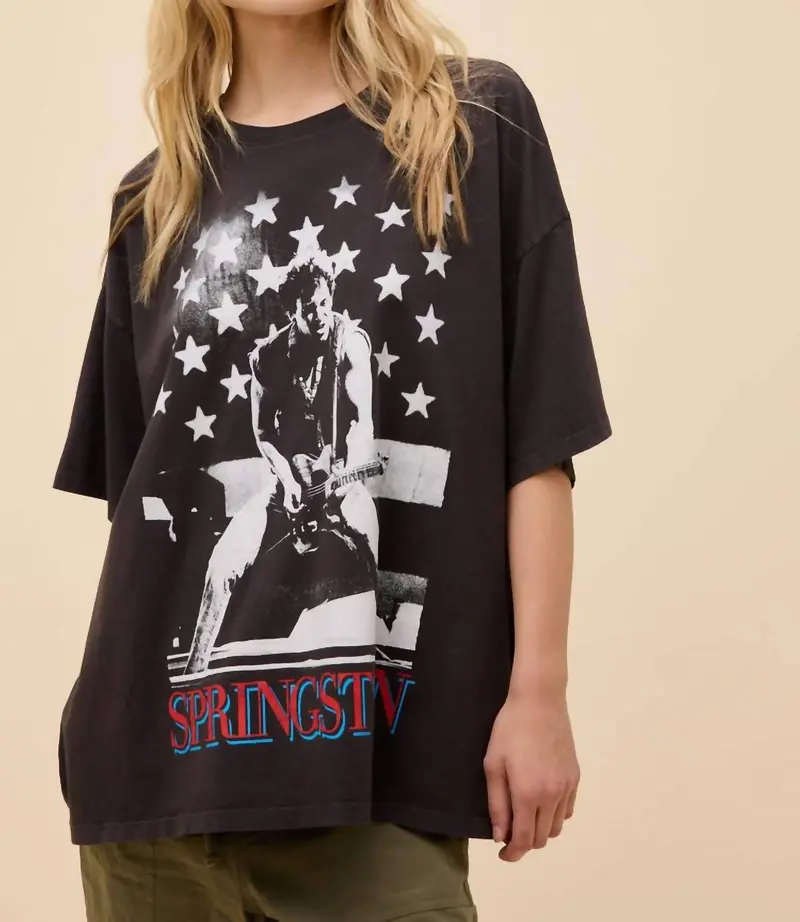 Bruce Springsteen Rockin America Tee In Reactive Black 1