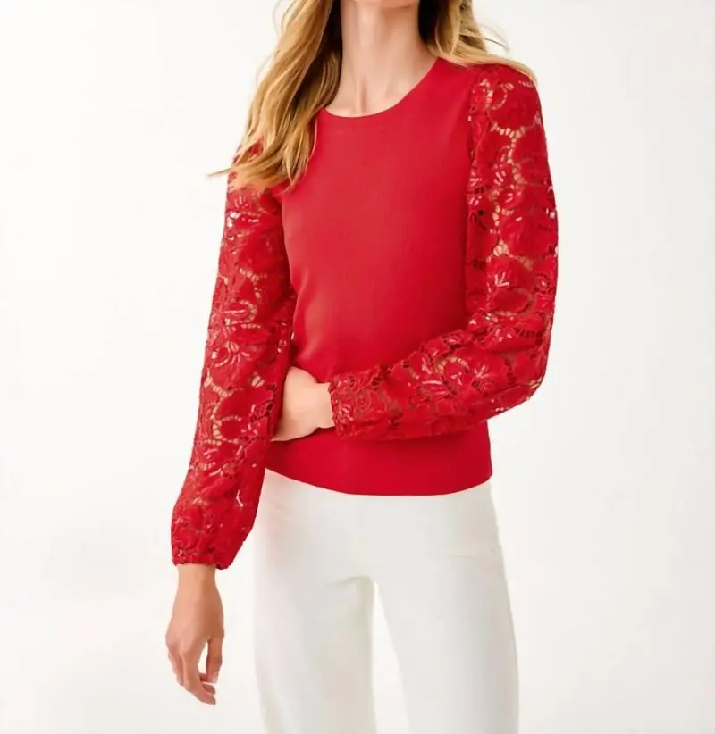 Bryant Knit Top In Cranberry Red 1