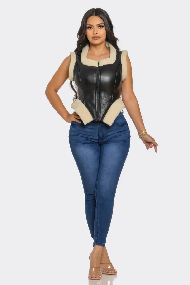Bucle Trim Leather Vest 1