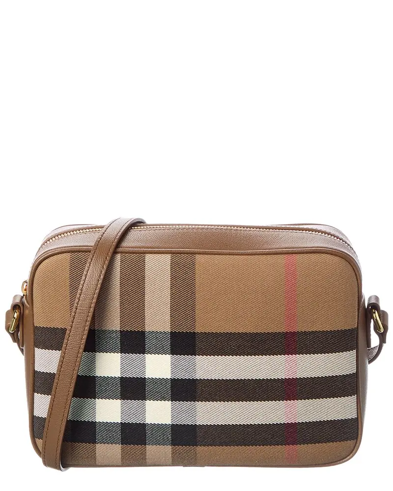 Burberry Check Canvas & Leather Shoulder Bag 1