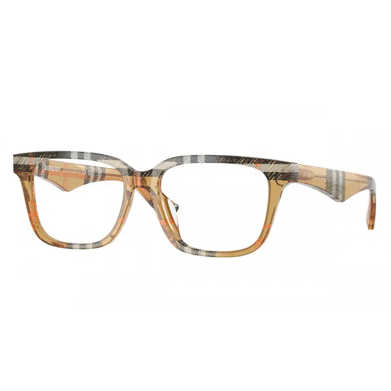Burberry Eyeglasses Square Full Rim, Check Sand Frame And Clear Demo Lenses Lens Be2425d4146 1