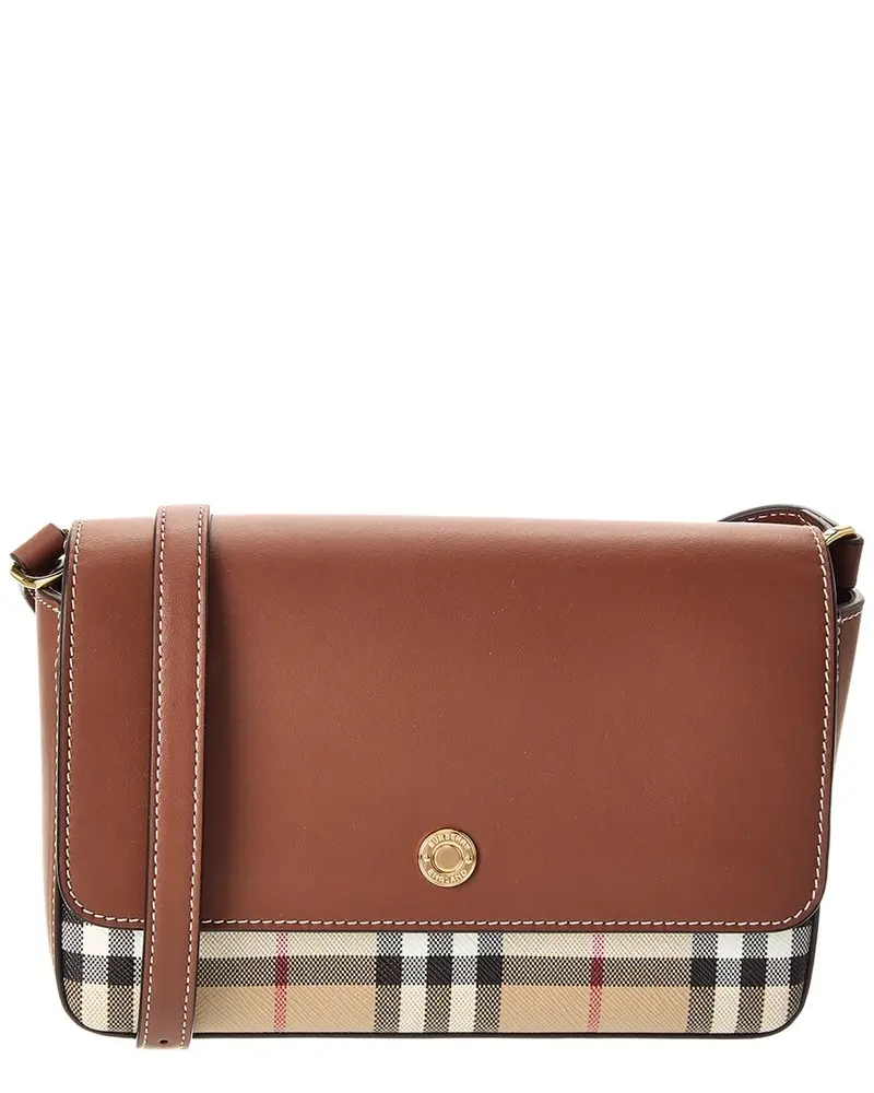 Burberry Penny Foldover E-Canvas & Leather Shoulder Bag (Authentic Pre-Loved) 1