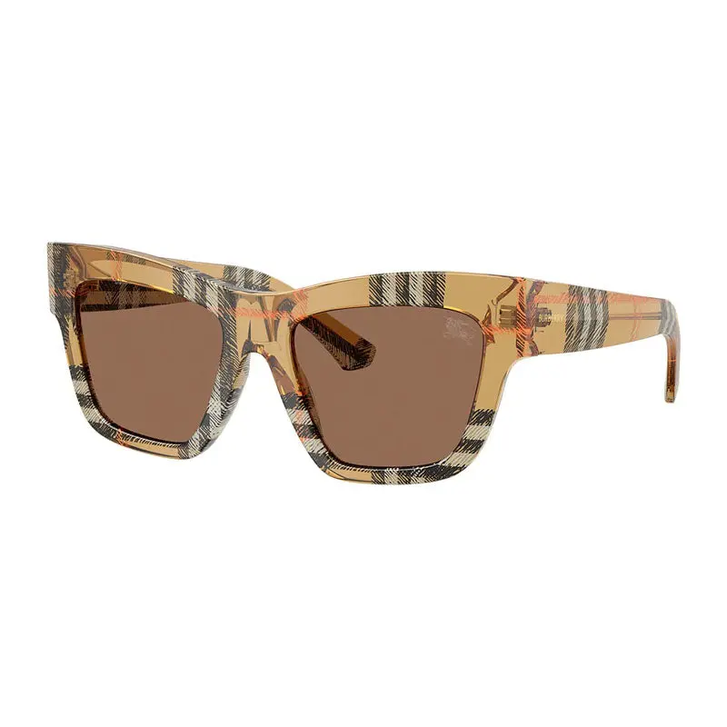 Burberry Sunglasses Square Full Rim, Check Sand Frame And Dark Grey Lens Be444944146/73 1
