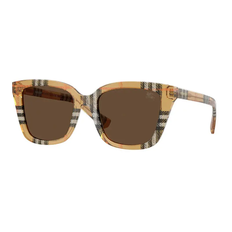 Burberry Sunglasses Square Full Rim, Transparent Brown/Vintage Check Frame And Brown Lens Be4487416373 1