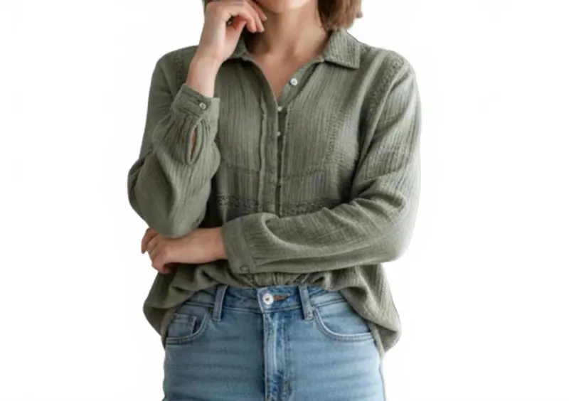 Button Down Shirt In Sage 1
