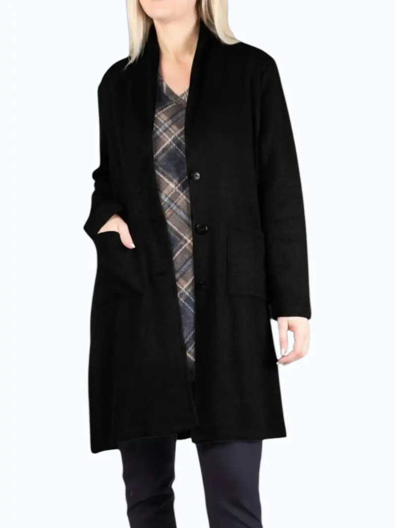 Button Front Cardigan In Black 1