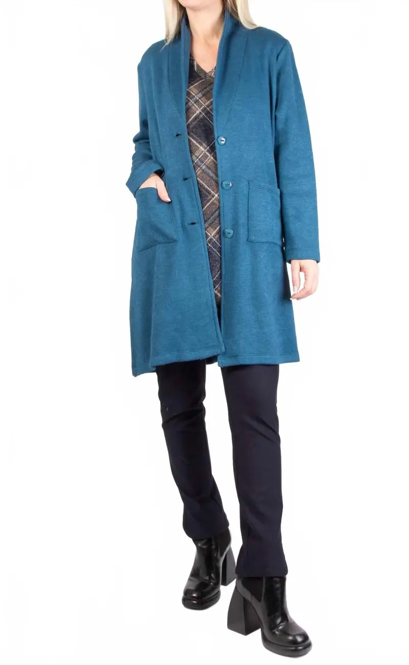 Button Front Cardigan - Plus In Teal 1