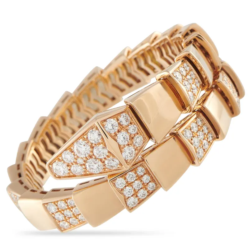 Bvlgari Serpenti 18K Rose Gold Diamond Bracelet - Size Small #5149 1