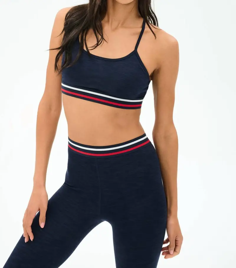 Cali Active Rib Bra In Heather Indigo 1