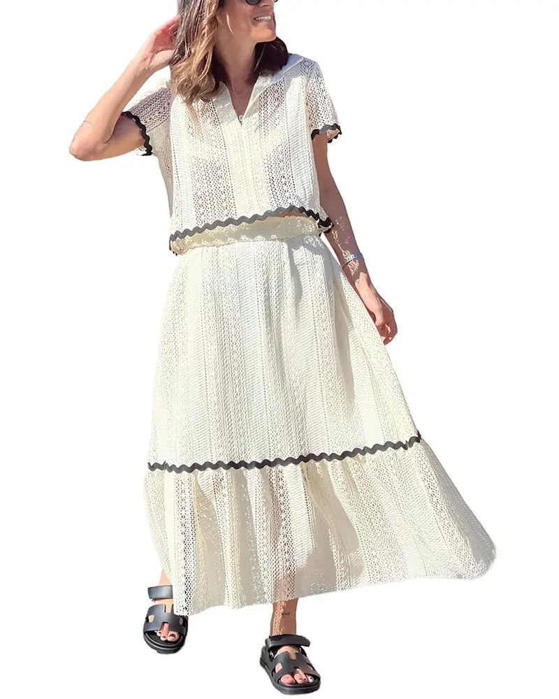 Camila Blanco 2Pc Blouse & Skirt Set 1