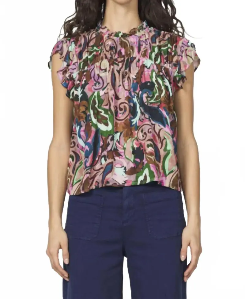 Camryn Ruffled Top In Twilight Paisley 1