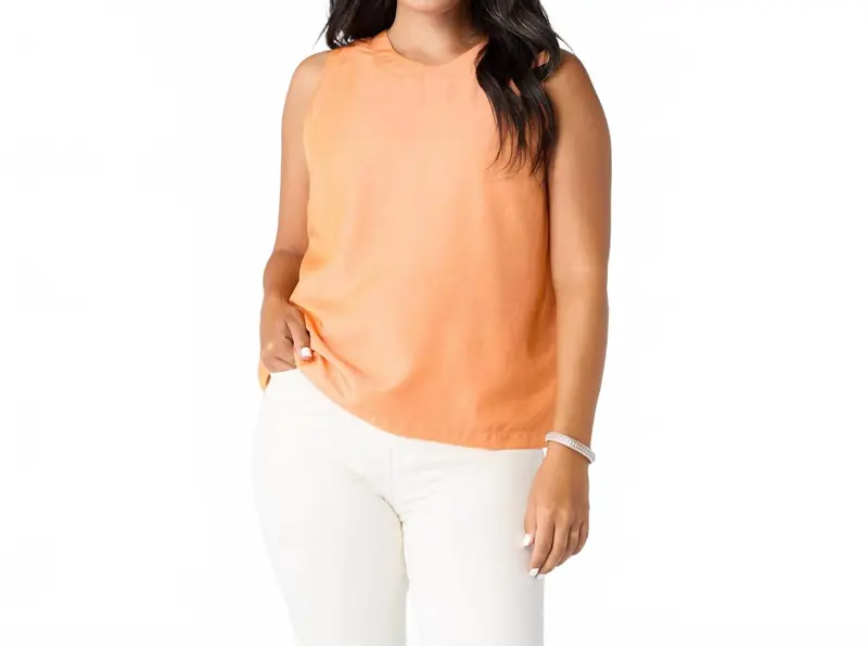 Carey Tank With Back Button Detail In Tangerine 1