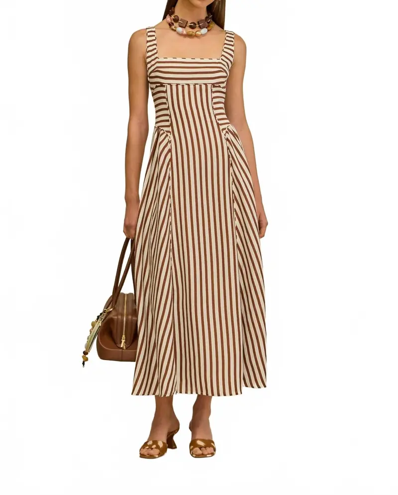 Carla Long Dress In Saddle Stripe 1