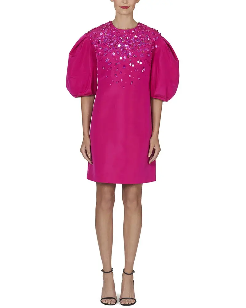 Carolina Herrera Dramatic Sleeve Silk Shift Dress 1