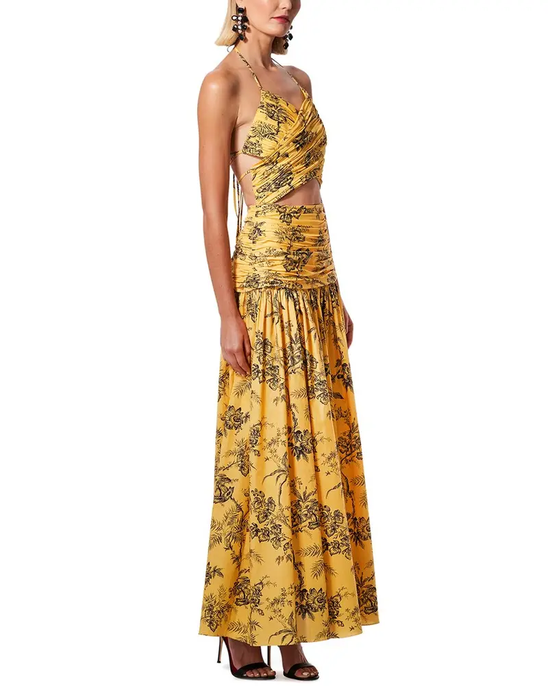 Carolina Herrera Spaghetti Strap Gathered Ankle-Length Dress 1