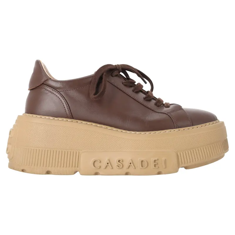 Casadei Nexus Platform Sneakers In Brown Leather 1