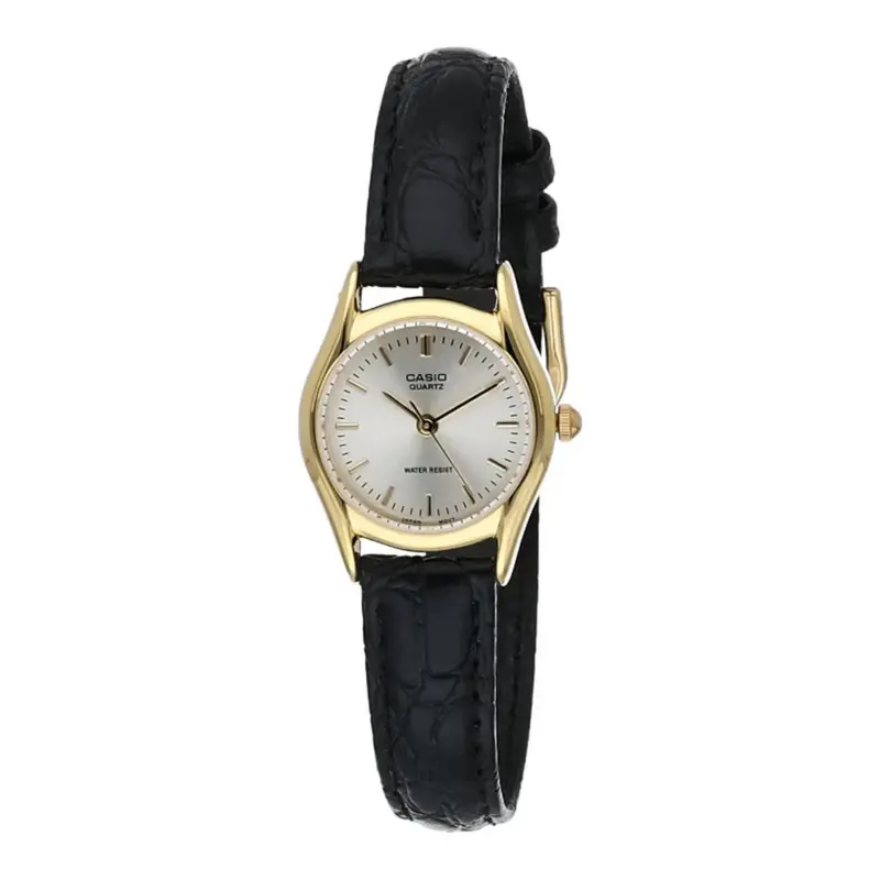 Casio Women’S Black Leather Band Analog Watch White Dial- Ltp-1094Q-7Ardf 1