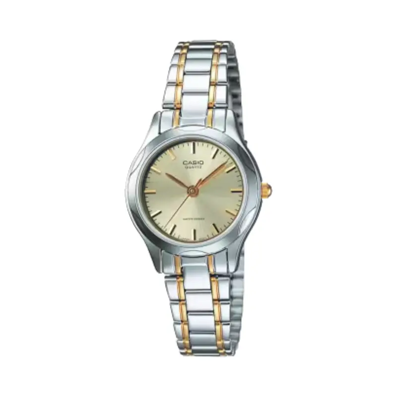 Casio Women’S Two-Tone Stainless Steel Bracelet Analog Watch Champagne Dial - Ltp-1275Sg-9A 1