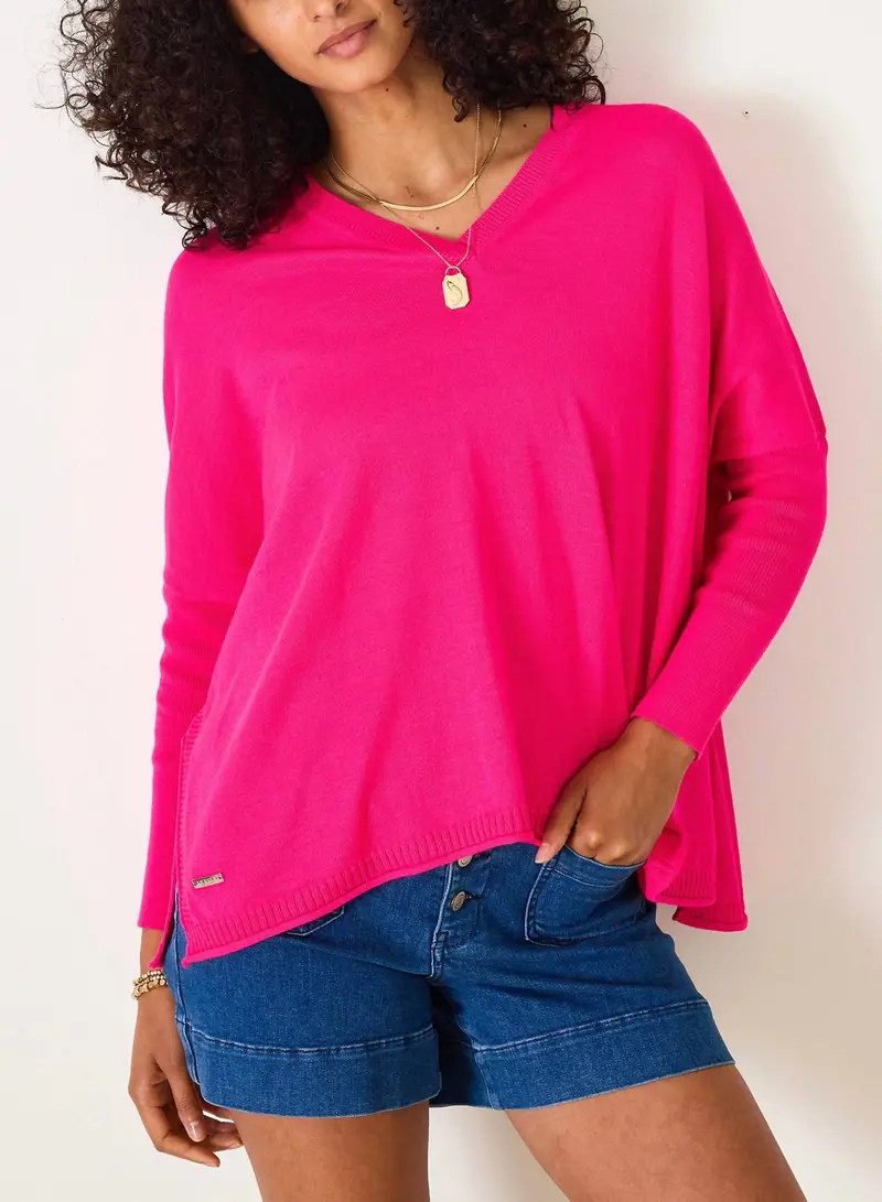 Catalina V-Neck Sweater - Petite In Lipstick 1