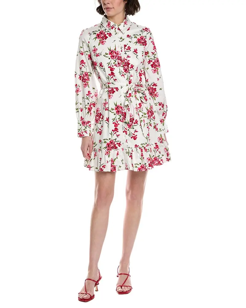 Cece Collared Button-Down Ruffle Hem Mini Dress 1