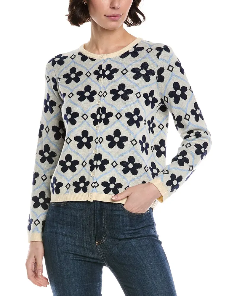 Cece Floral Jacquard Wool-Blend Cardigan 1
