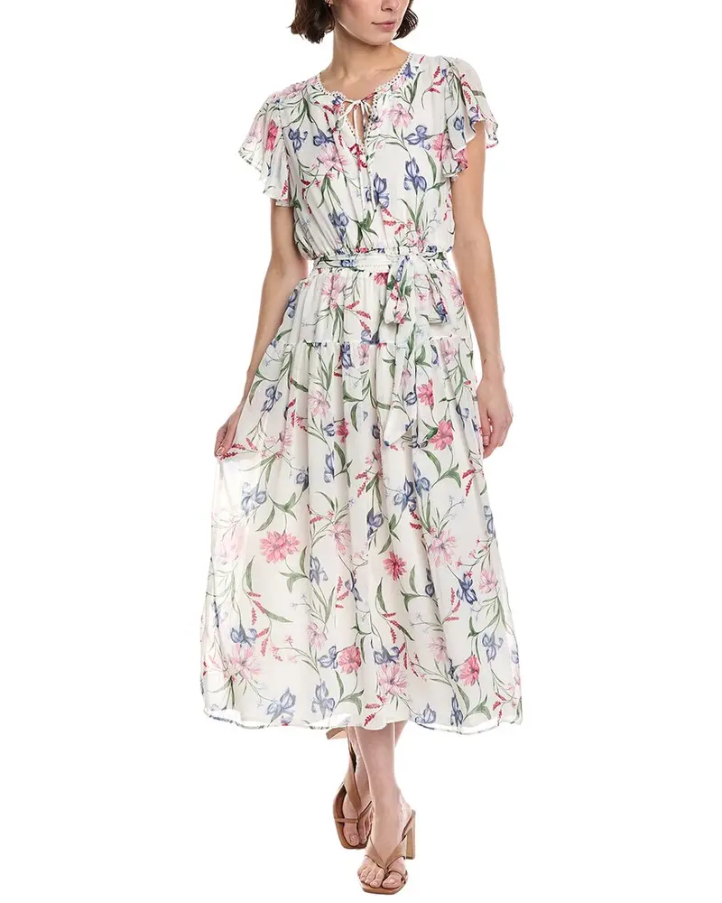Cece Ruffle Keyhole Tie-Waist Midi Dress 1