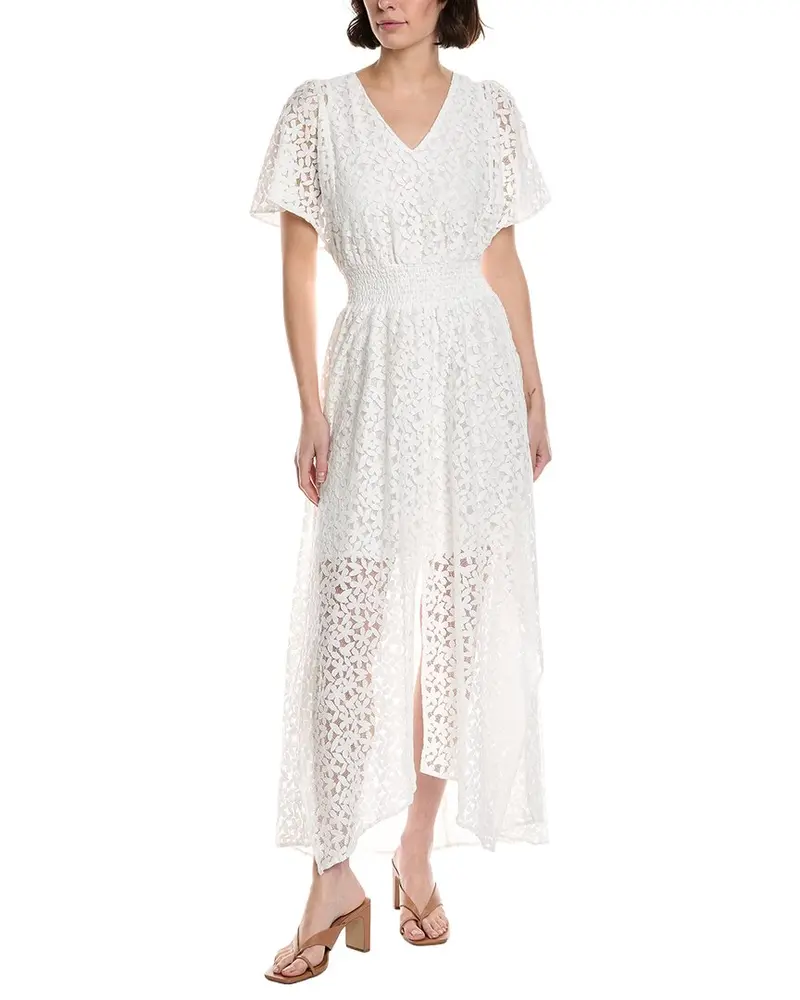 Cece Smocked Waist Flutter Sleeve Maxi Dress 1