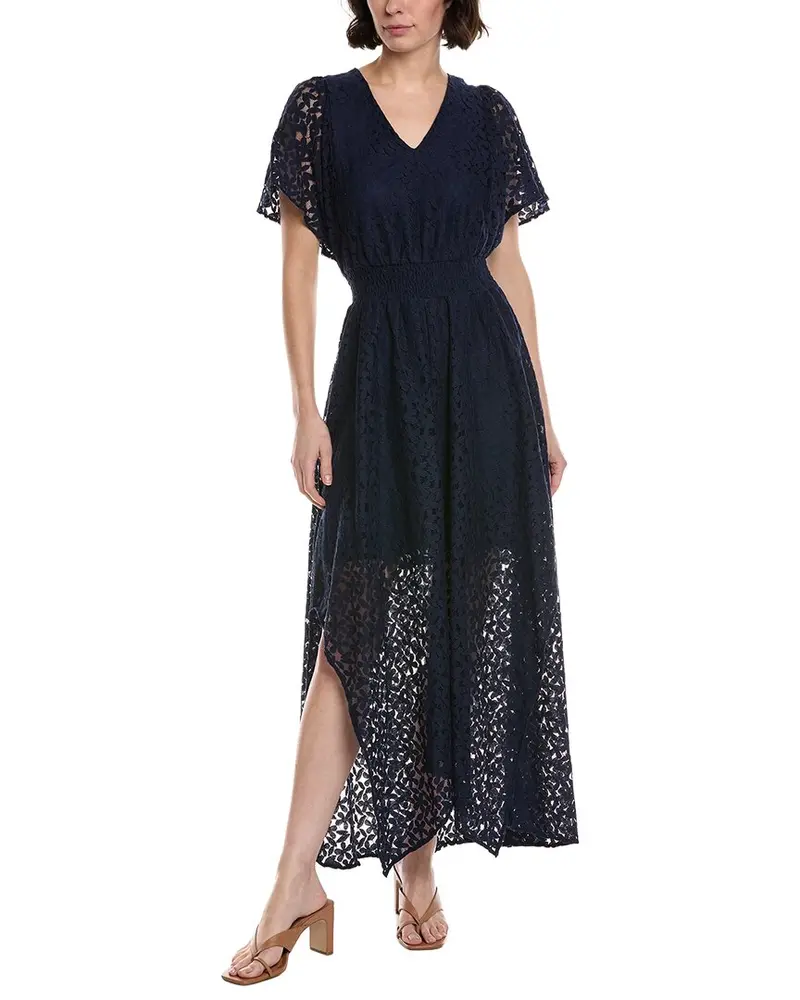 Cece Smocked Waist Flutter Sleeve Maxi Dress 1