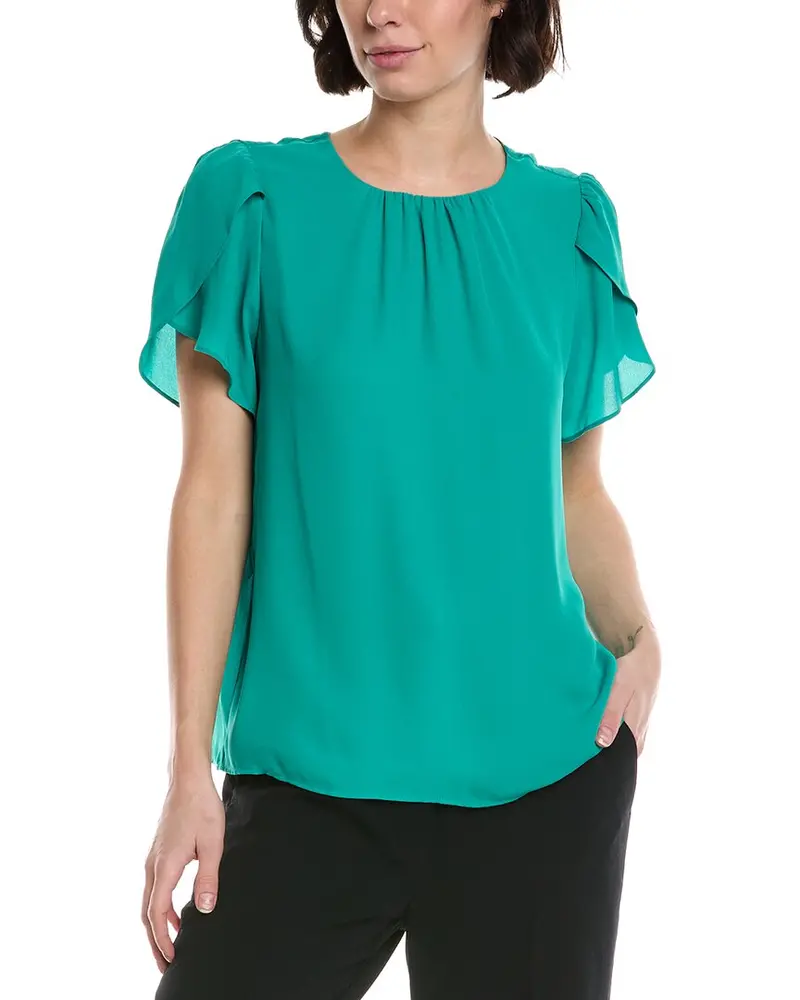 Cece Tulip Sleeve Shirred Neck Top 1
