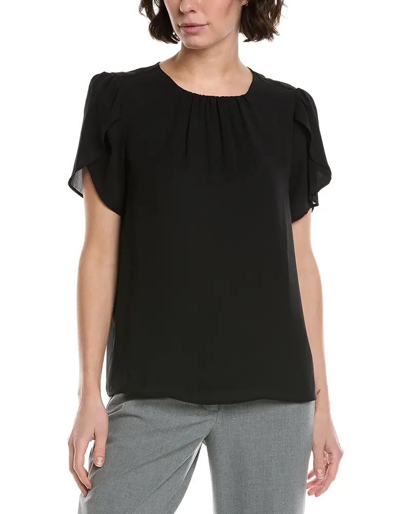 Cece Tulip Sleeve Shirred Neck Top 1
