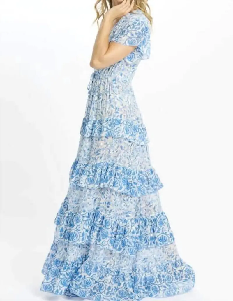 Celia Tiered Maxi Dress In Blue 1