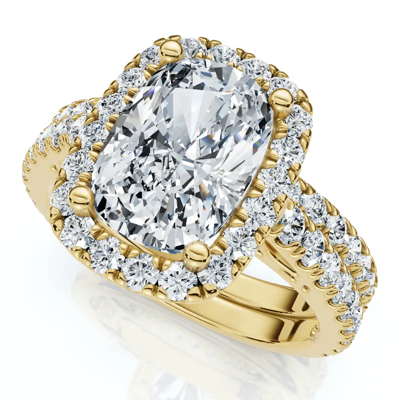 Ceritified 2.90Ct Cushion Diamond Engagement Ring Set 14K Gold Or Pt Lab Grown 1