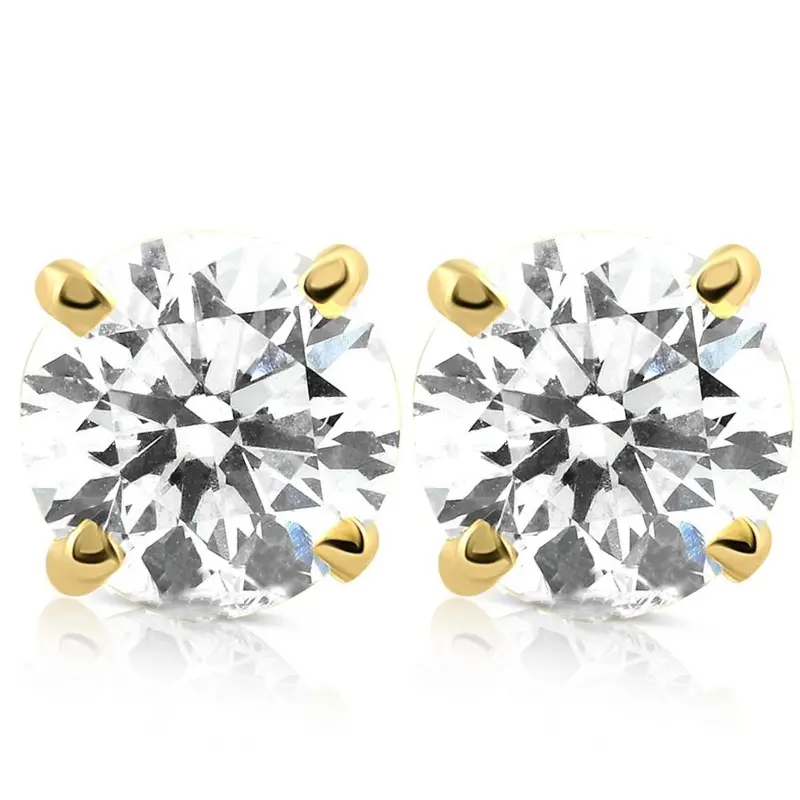 Certified 1 1/2 Ct Lab Grown Diamond Studs 14K Yellow Gold Screw Backs 1
