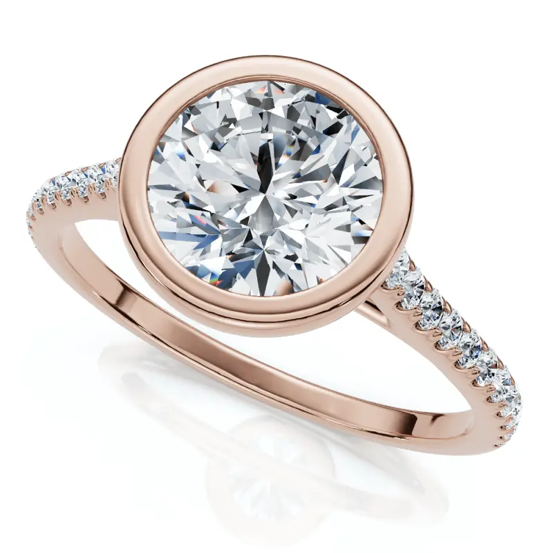 Certified 1 1/2Ct Diamond Bezel With Accent Engagement Ring 14K Gold Lab Grown 1