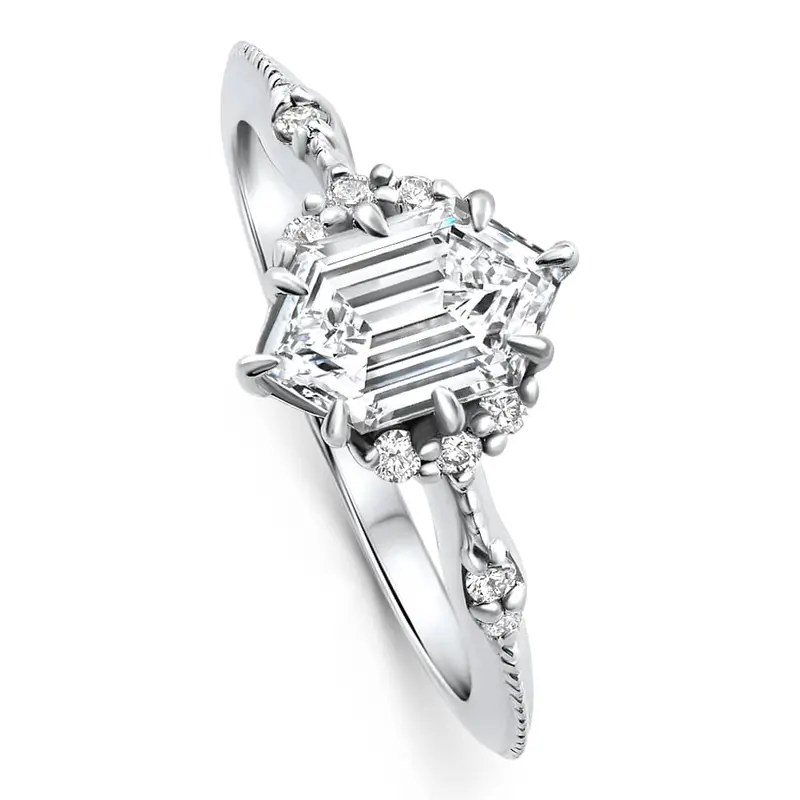 Certified 1 1/3Ct Elongated Hexagon Diamond Engagement Ring 14K Gold Lab Grown 1