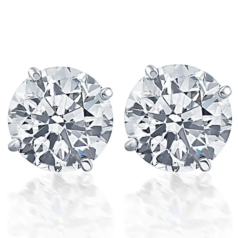 Certified 1/2 Carat (Ctw) Natural Diamond Studs In 14K White Gold 1