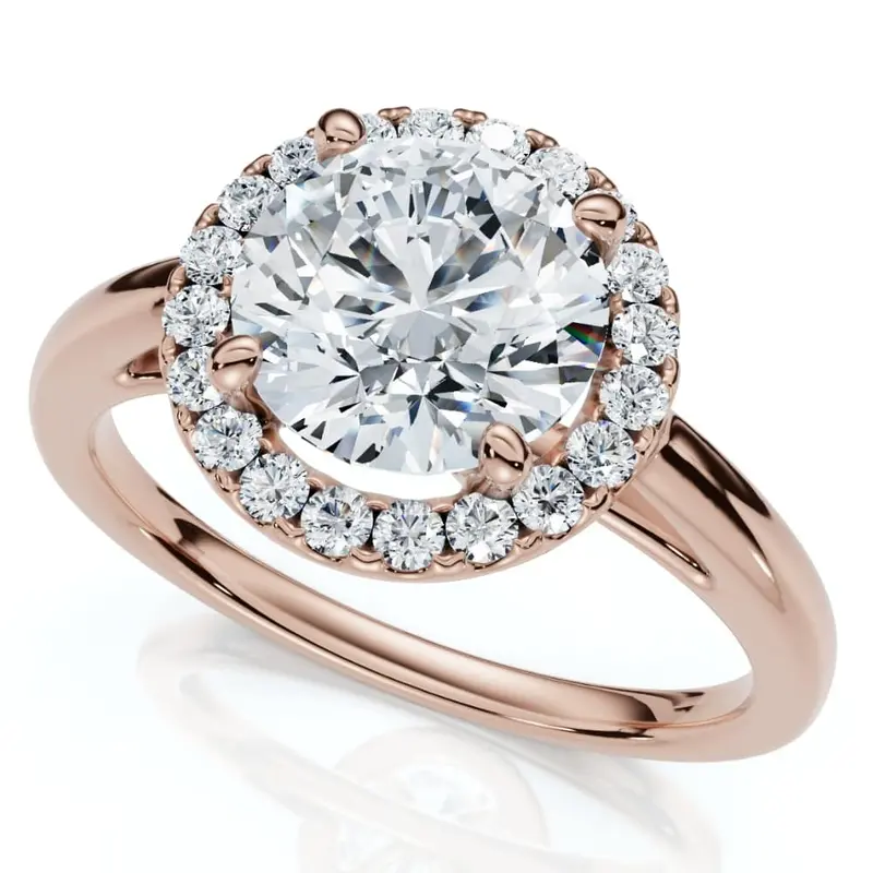 Certified 1 3/4Ct Halo Round Cut Diamond Engagement Ring 14K Gold Lab Grown 1